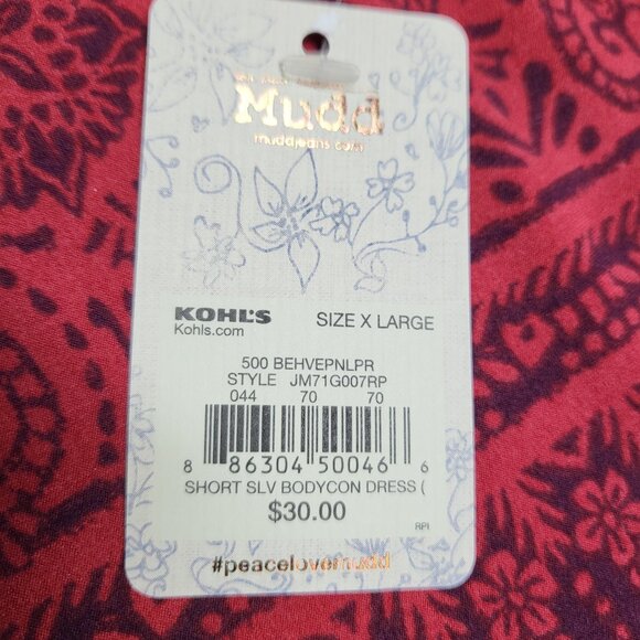 Mudd Womens Dress Bodycon Size XL Boho Stretch NWT - Picture 4 of 15